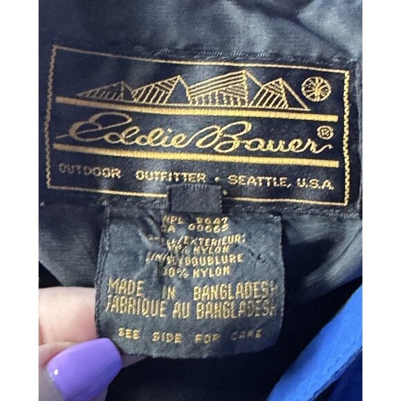 Vintage EDDIE BAUER Women's Sz L Blue Pink Gore-Tex Hooded Jacket - Picture 4 of 12